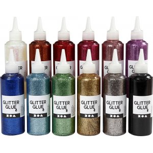 Glitterlim - mixade färger - 12 x 118 ml Glitterlim - mixade färger - 12 x 118 ml