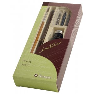 Skrivset med skaft, pensel, 3 stift och 10ml bläckflaska Skrivset med skaft, pensel, 3 stift och 10ml bläckflaska