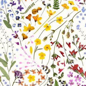 Mönstrad viskostrikå 150 cm - Vårblommor Mönstrad viskostrikå 150 cm - Vårblommor