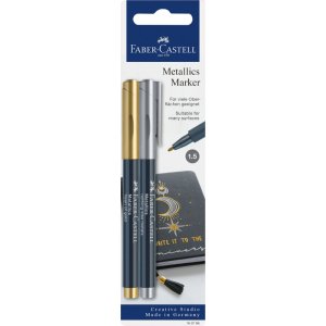 Fiberpennset - Faber-Castell - Metallics marker - Guld & Silver Fiberpennset - Faber-Castell - Metallics marker - Guld & Silver