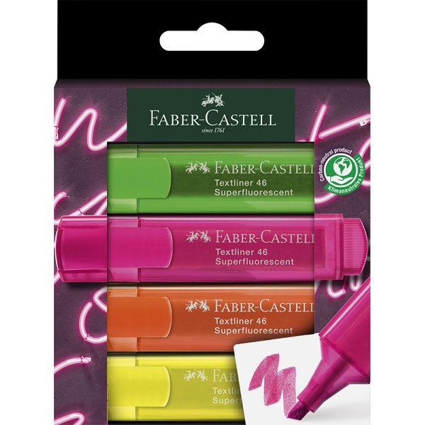verstrykningspenna - Faber-Castell - TL 46 - Neon 4 pennor GenZ