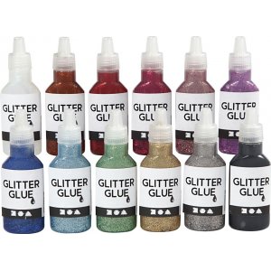 Glitterlim - mixade färger - 12 x 25 ml Glitterlim - mixade färger - 12 x 25 ml