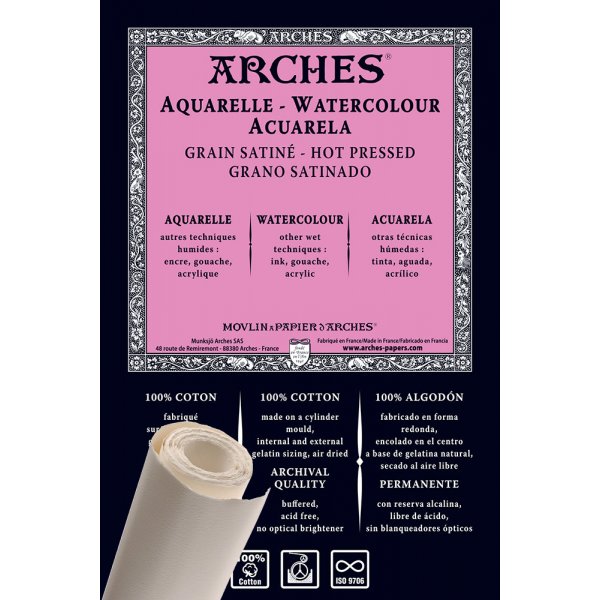 Akvarellpapper Varmpressad Rulle Arches 300g - 9m x 113 cm