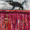 Kundbild Pastellblock Hahnemühle Velour VIta 260g - 36x48cm: en katt på staketet
